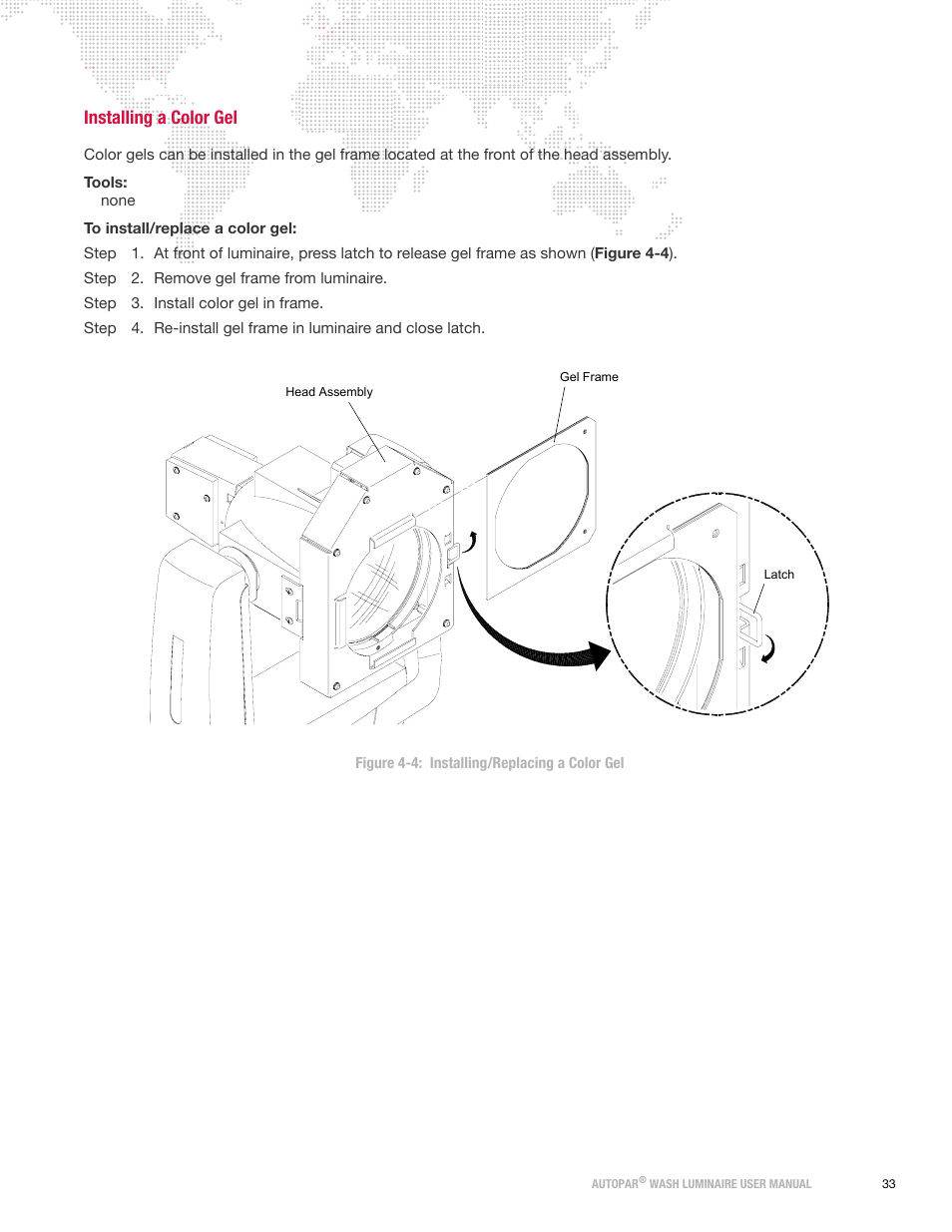 Installing a color gel | PRG AutoPar User Manual 2.1 User Manual | Page 41 / 48