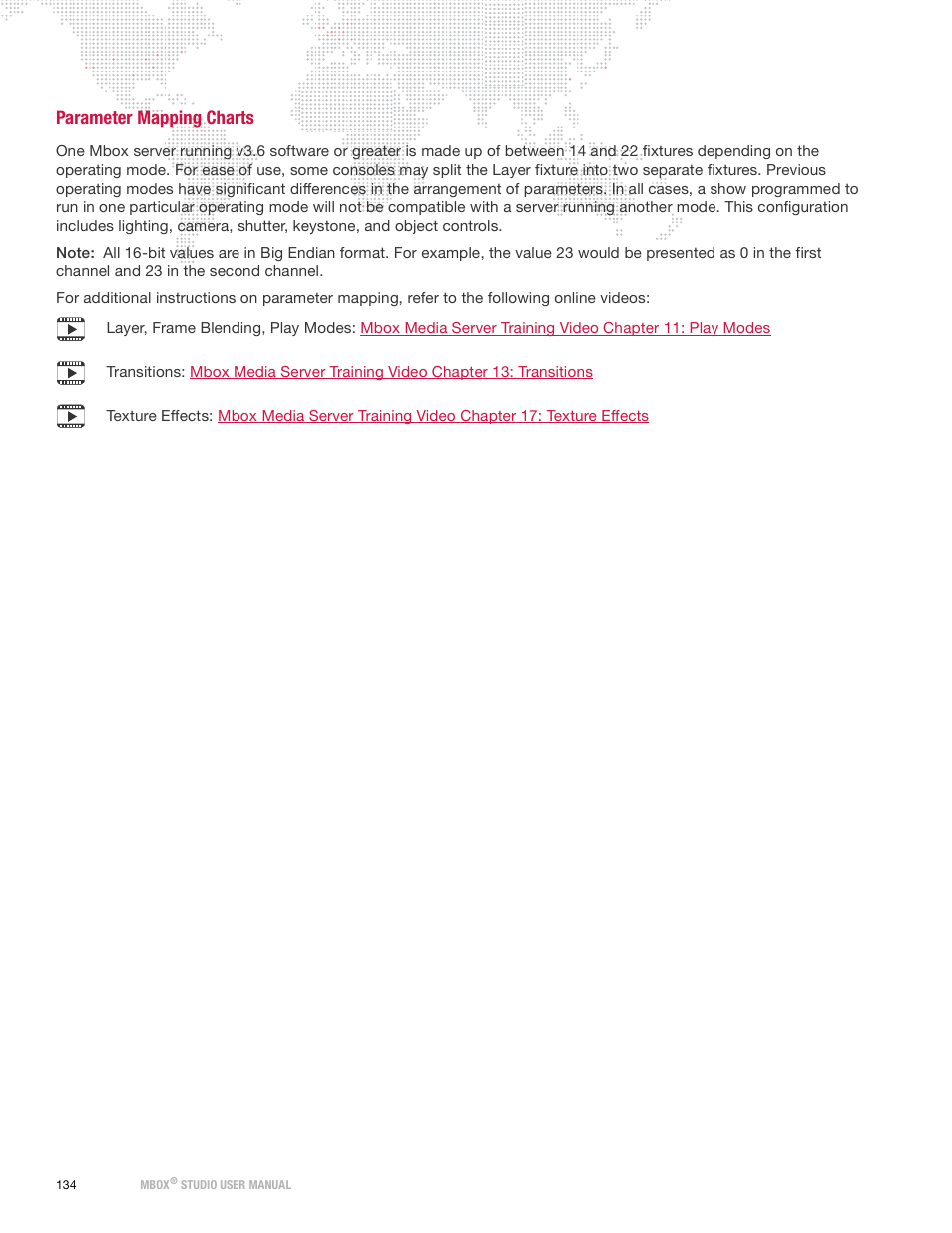 Parameter mapping charts | PRG Mbox Studio Manual 3.9 User Manual | Page 142 / 158