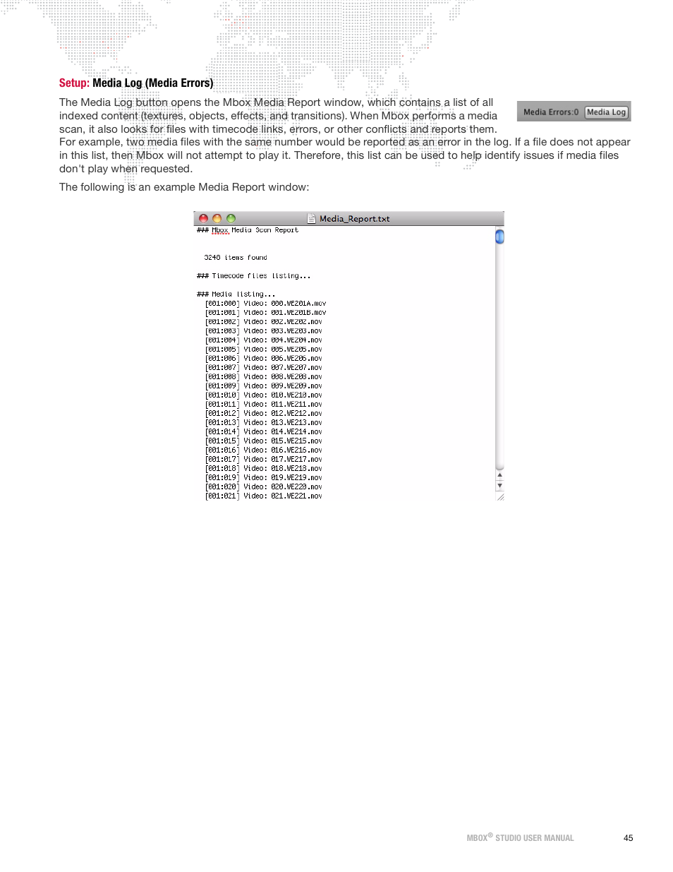 Setup: media log (media errors) | PRG Mbox Studio Manual 3.9 User Manual | Page 53 / 158