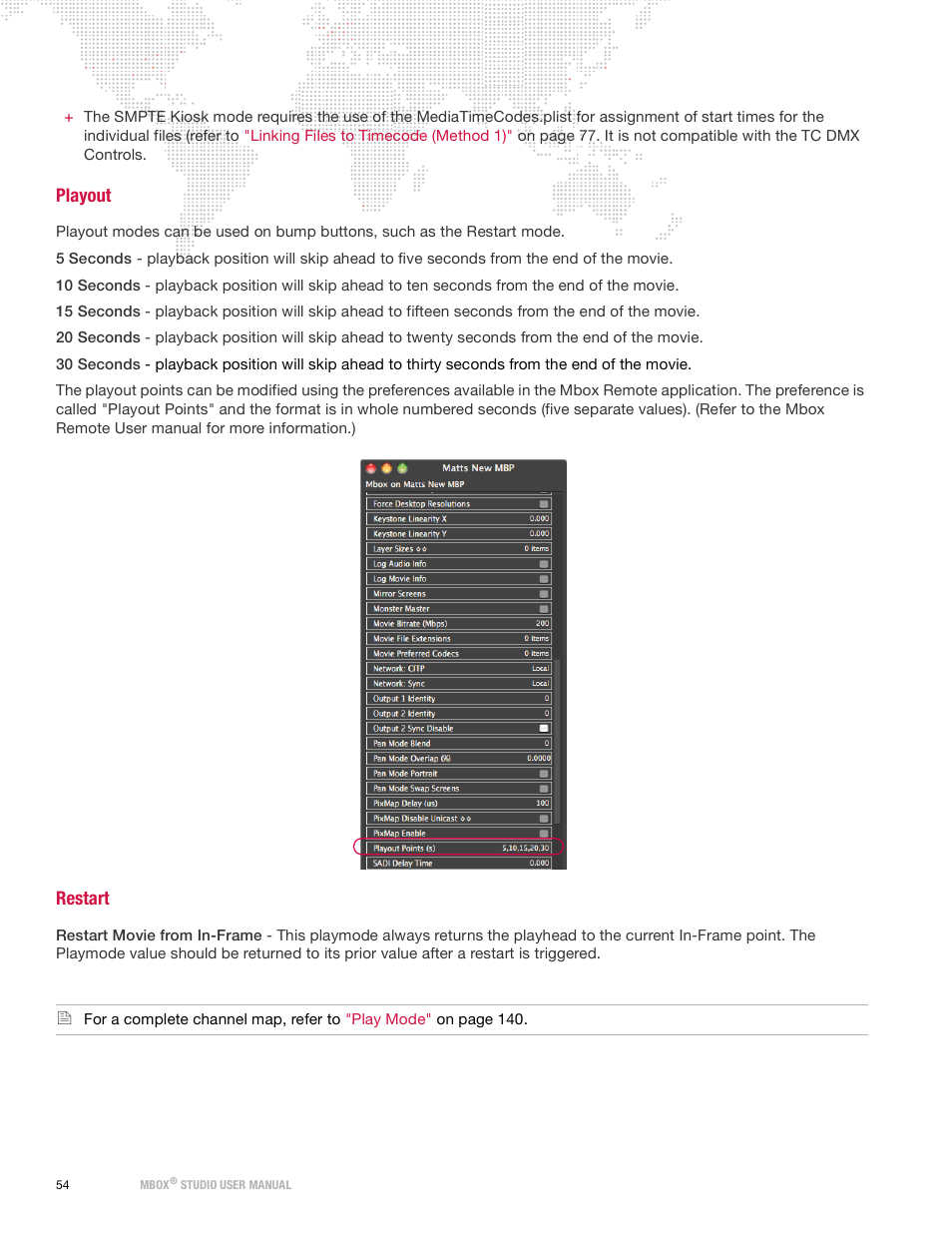 Playout, Restart, Playout restart | PRG Mbox Studio Manual 3.9 User Manual | Page 62 / 158