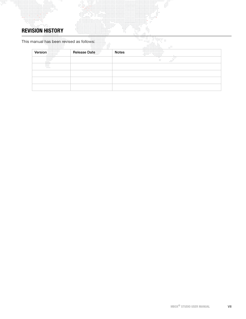 Revision history | PRG Mbox Studio Manual 3.9 User Manual | Page 7 / 158