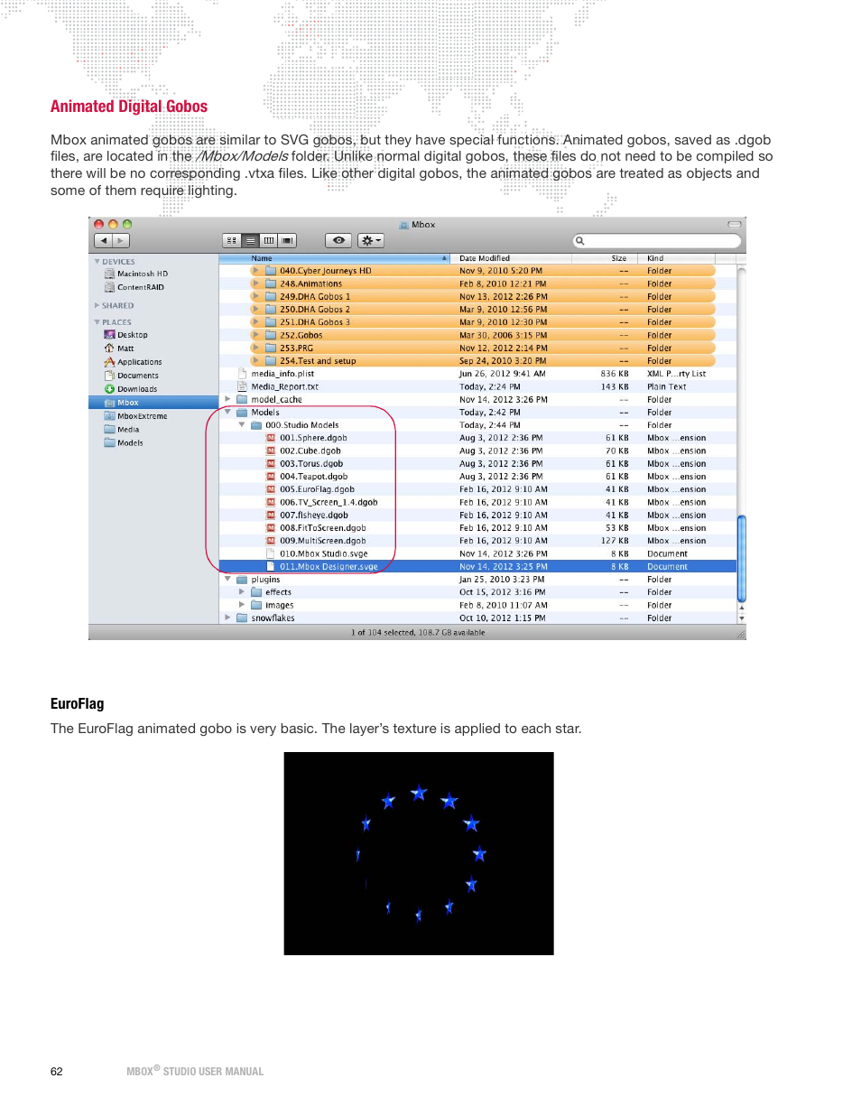 Animated digital gobos, Euroflag | PRG Mbox Studio Manual 3.9 User Manual | Page 70 / 158