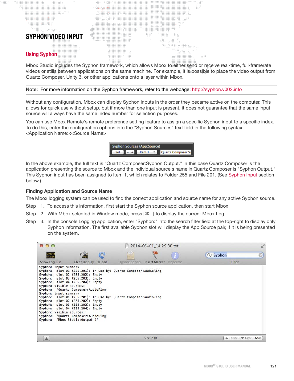 Syphon video input, Using syphon | PRG Mbox Studio Manual 3.8 User Manual | Page 129 / 194