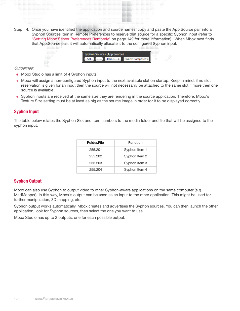 Syphon input, Syphon output, Syphon input syphon output | PRG Mbox Studio Manual 3.8 User Manual | Page 130 / 194