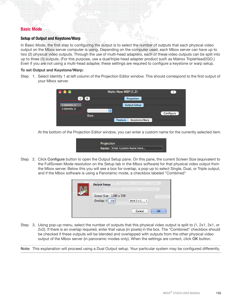 Basic mode, Setup of output and keystone/warp | PRG Mbox Studio Manual 3.8 User Manual | Page 163 / 194