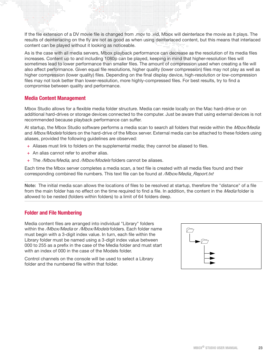 Media content management, Folder and file numbering, Media content management folder and file numbering | PRG Mbox Studio Manual 3.8 User Manual | Page 31 / 194