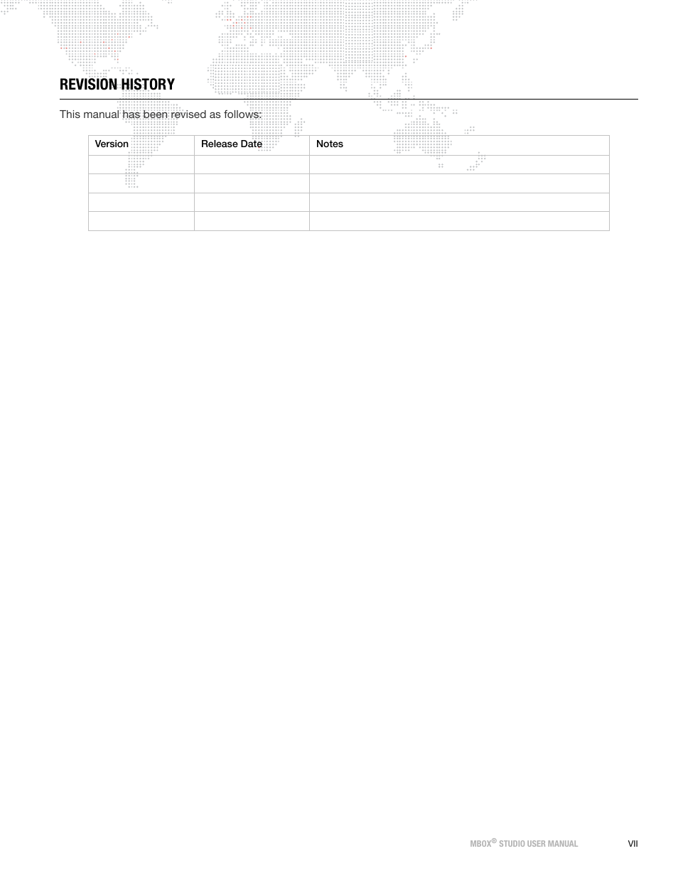 Revision history | PRG Mbox Studio Manual 3.8 User Manual | Page 7 / 194