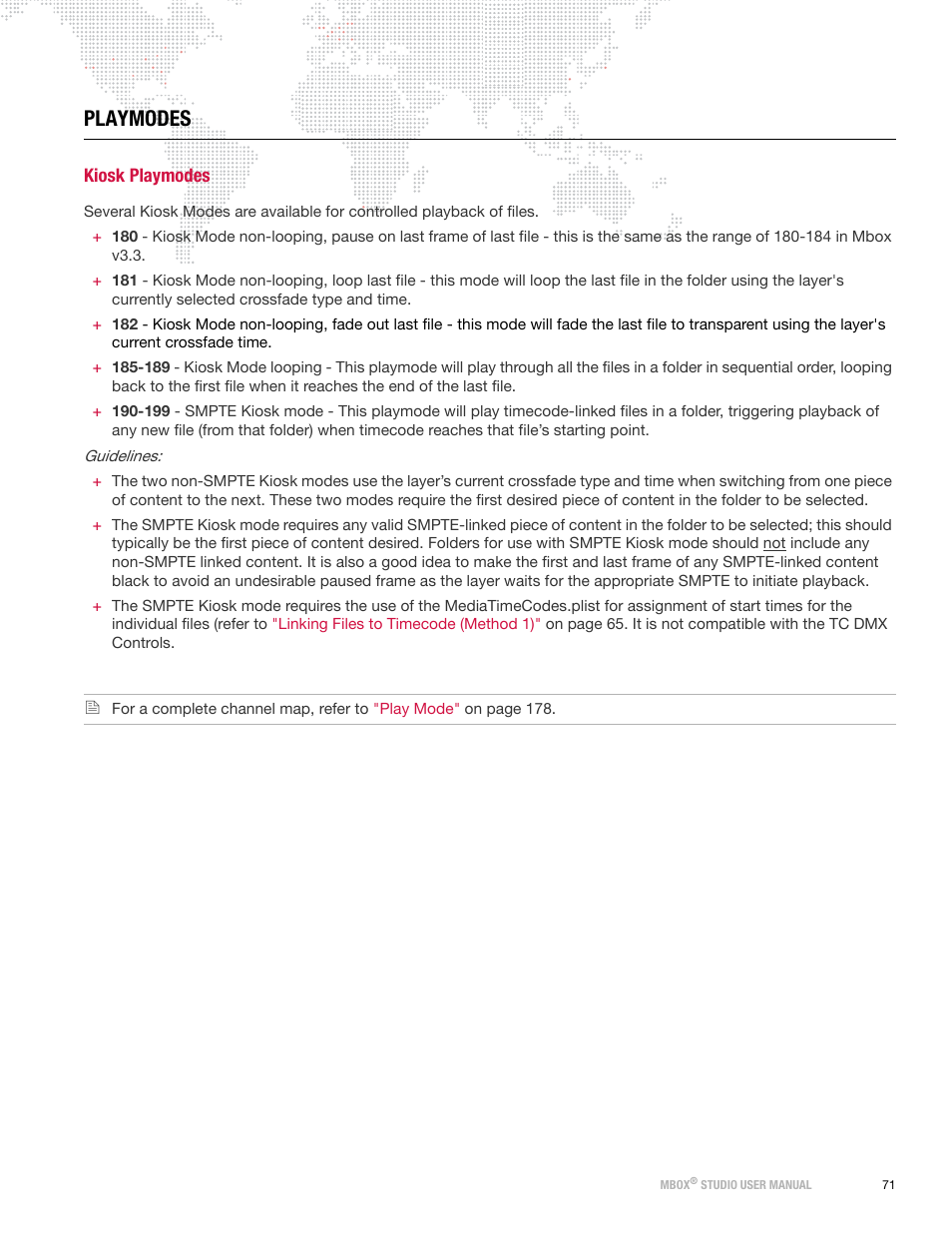 Playmodes, Kiosk playmodes | PRG Mbox Studio Manual 3.8 User Manual | Page 79 / 194