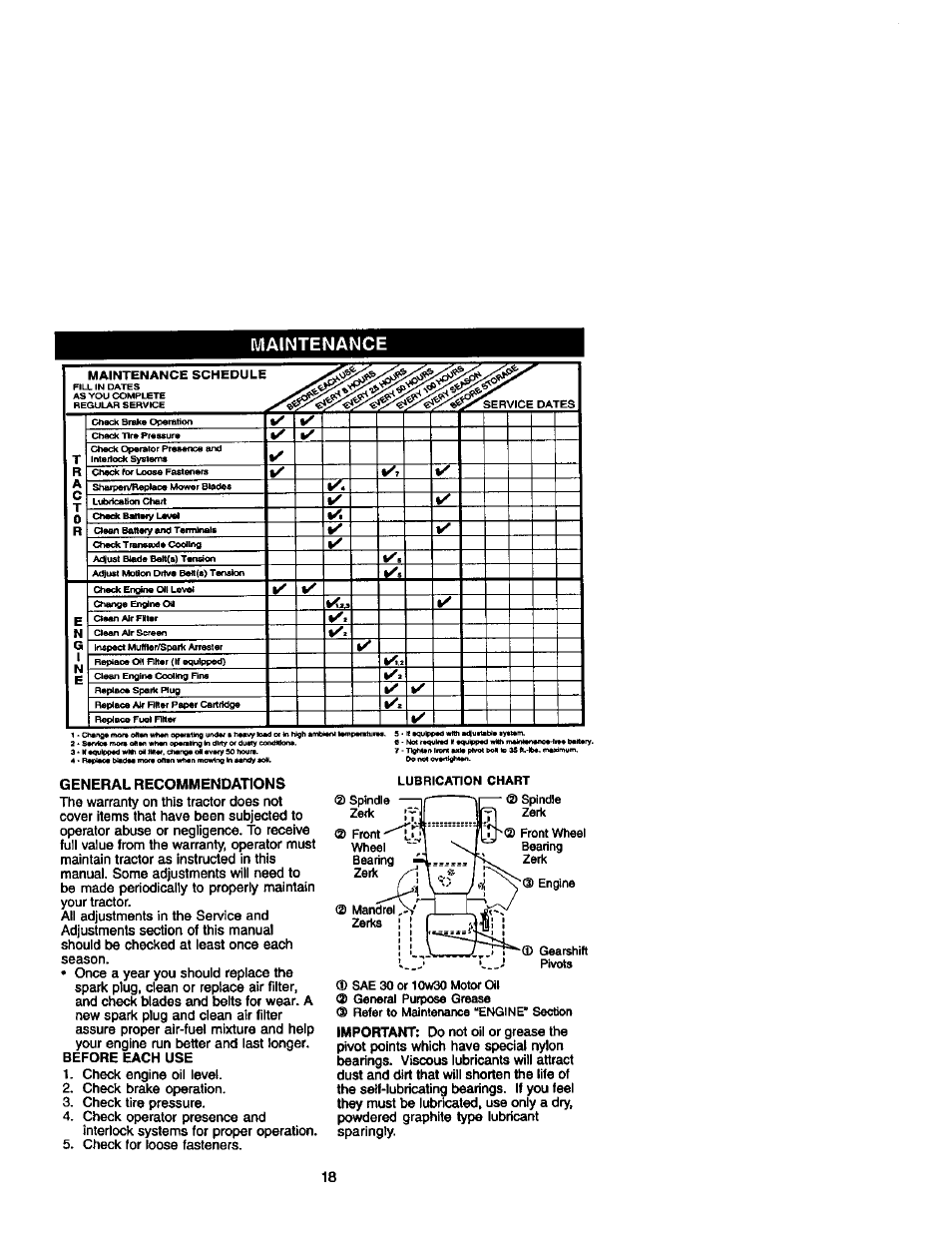 General recommendations, Maintenance | Craftsman 917.272233 User Manual | Page 18 / 60
