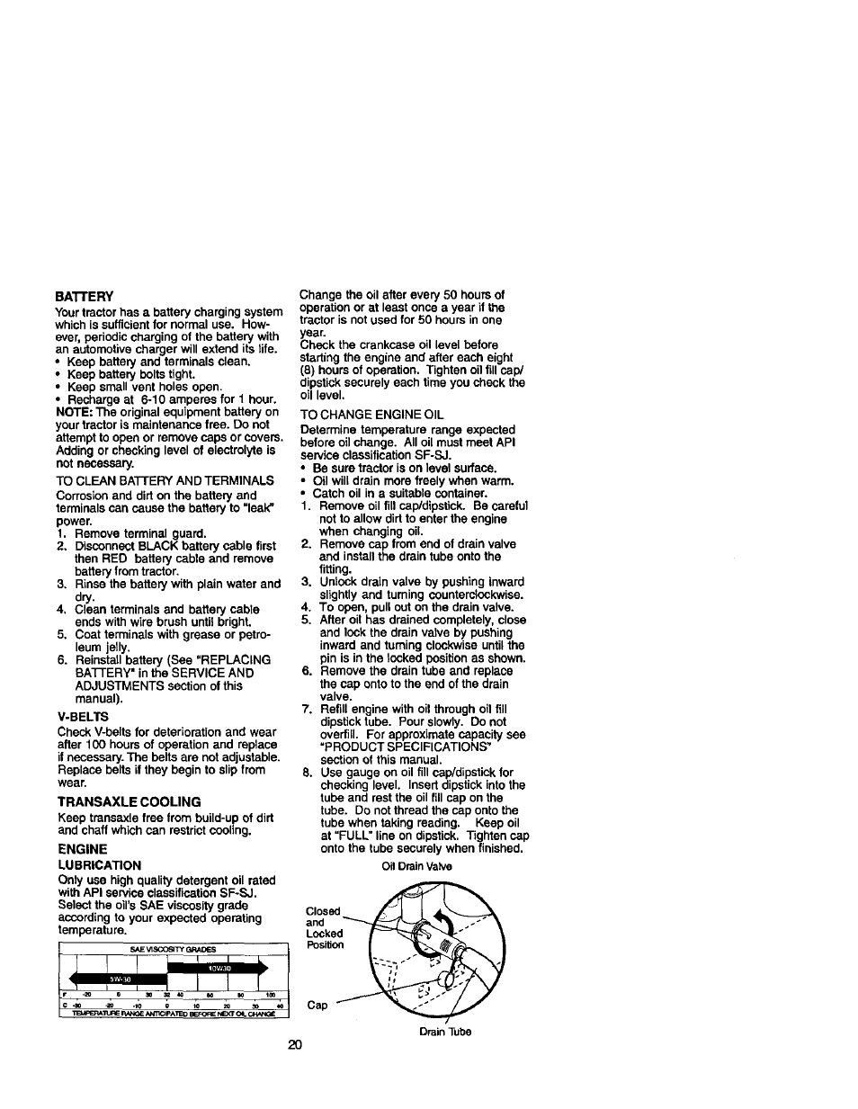 Battery, Trans axle cooling, Engine | I i i | Craftsman 917.272233 User Manual | Page 20 / 60