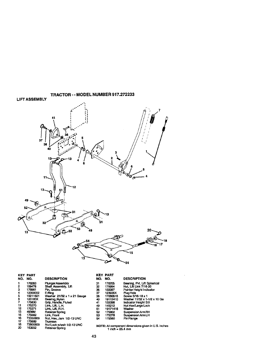 Lift assembly | Craftsman 917.272233 User Manual | Page 43 / 60