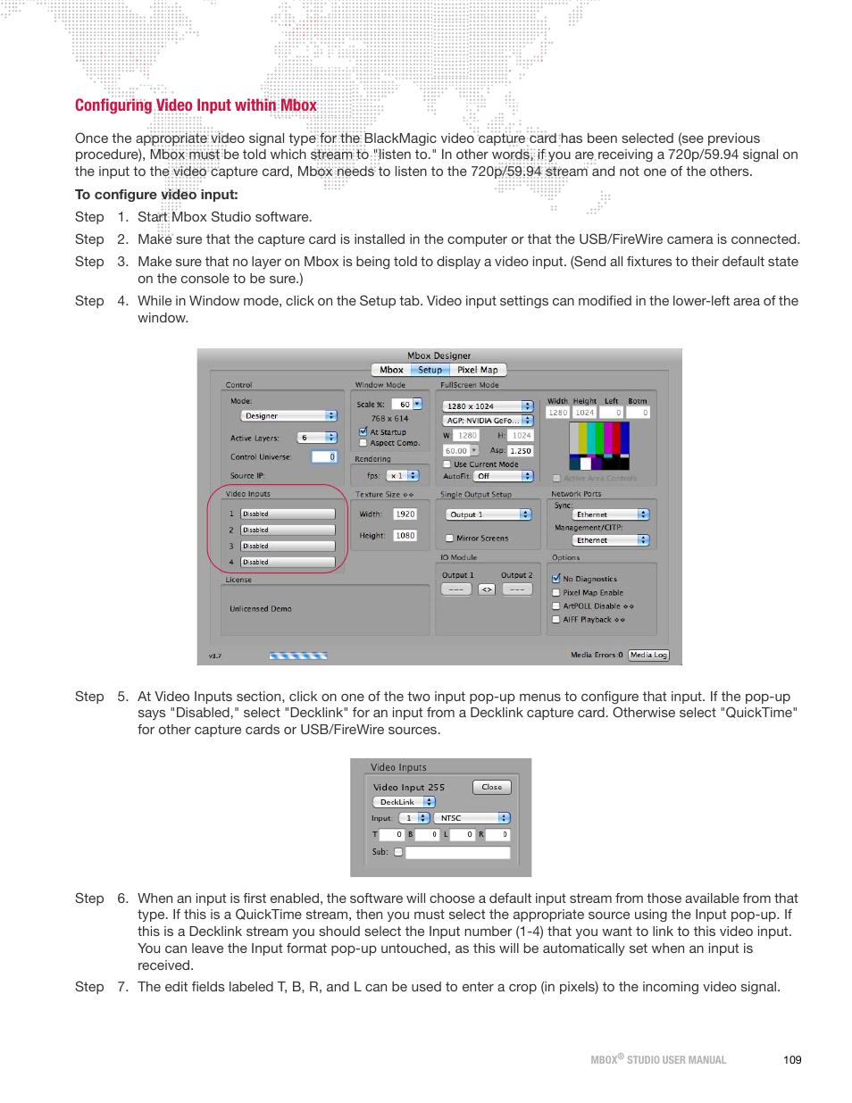 Configuring video input within mbox | PRG Mbox Studio Manual v3.7 User Manual | Page 117 / 172