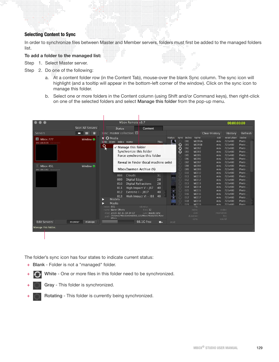 Selecting content to sync | PRG Mbox Studio Manual v3.7 User Manual | Page 137 / 172