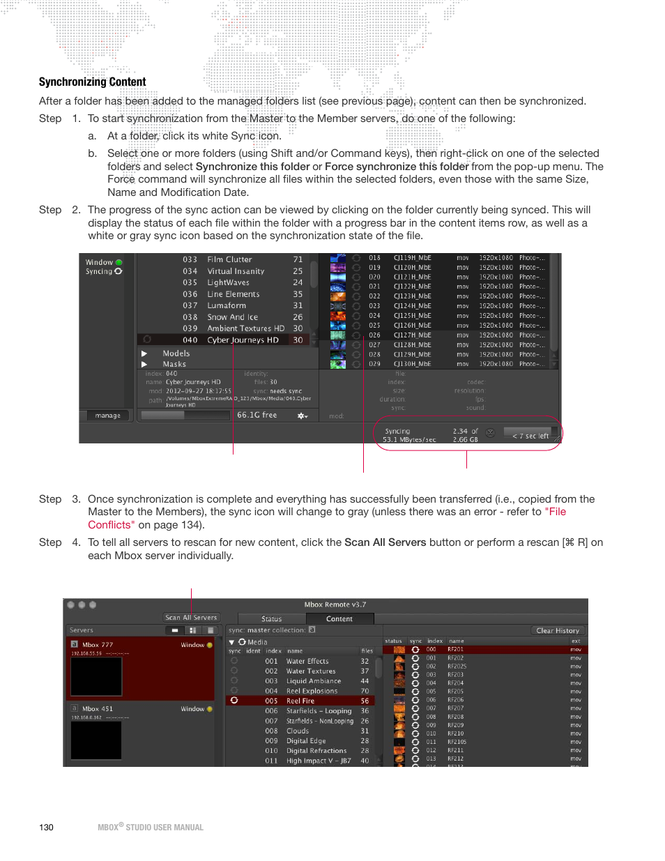 Synchronizing content | PRG Mbox Studio Manual v3.7 User Manual | Page 138 / 172