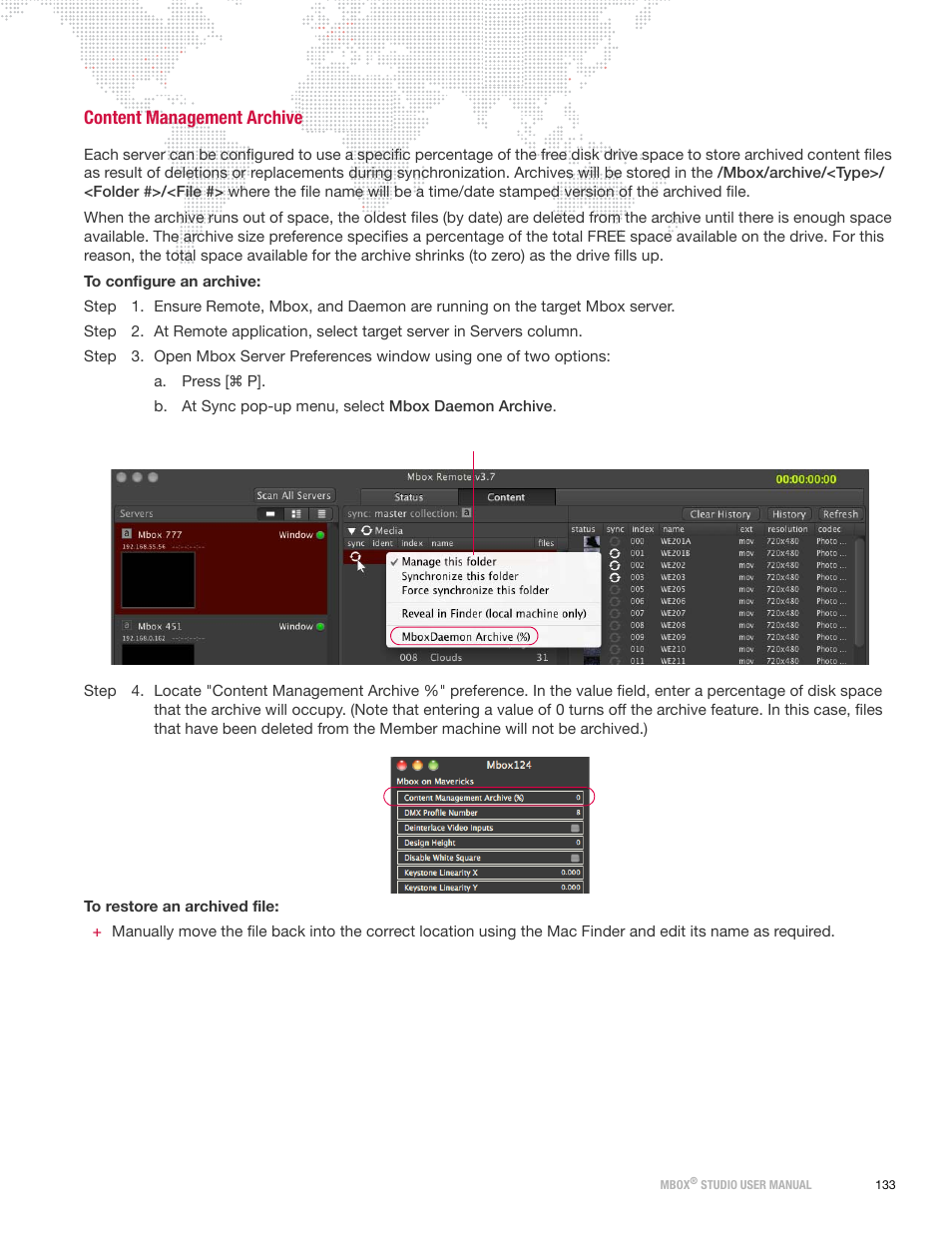 Content management archive | PRG Mbox Studio Manual v3.7 User Manual | Page 141 / 172
