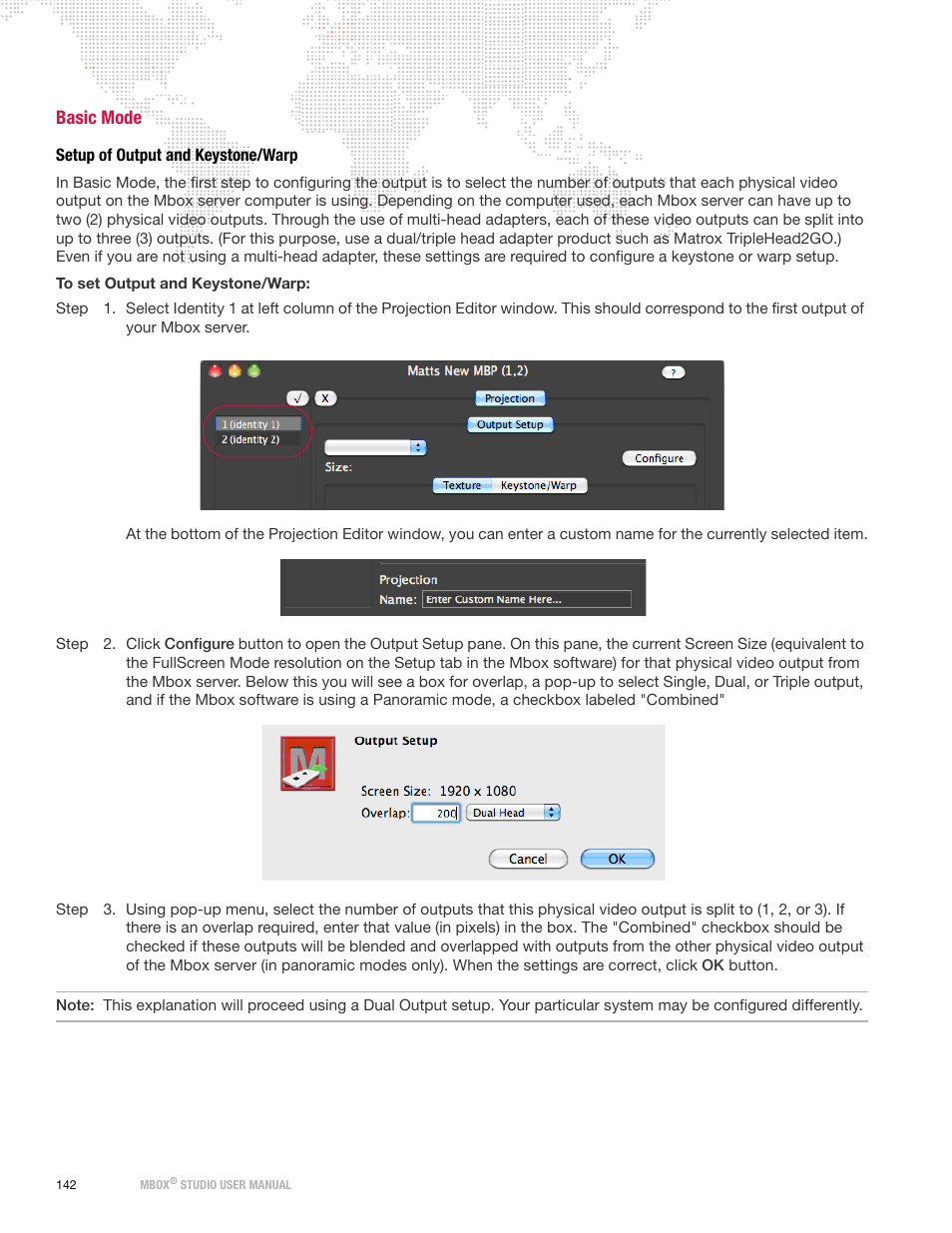 Basic mode, Setup of output and keystone/warp | PRG Mbox Studio Manual v3.7 User Manual | Page 150 / 172