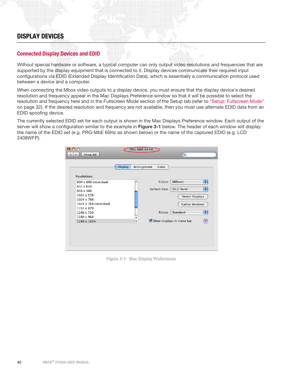 Display devices, Connected display devices and edid | PRG Mbox Studio Manual v3.7 User Manual | Page 48 / 172