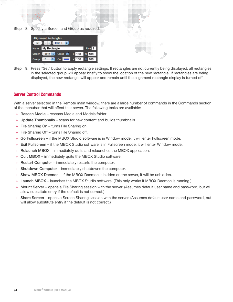 Server control commands | PRG Mbox Studio Manual v3.6.1 User Manual | Page 100 / 118
