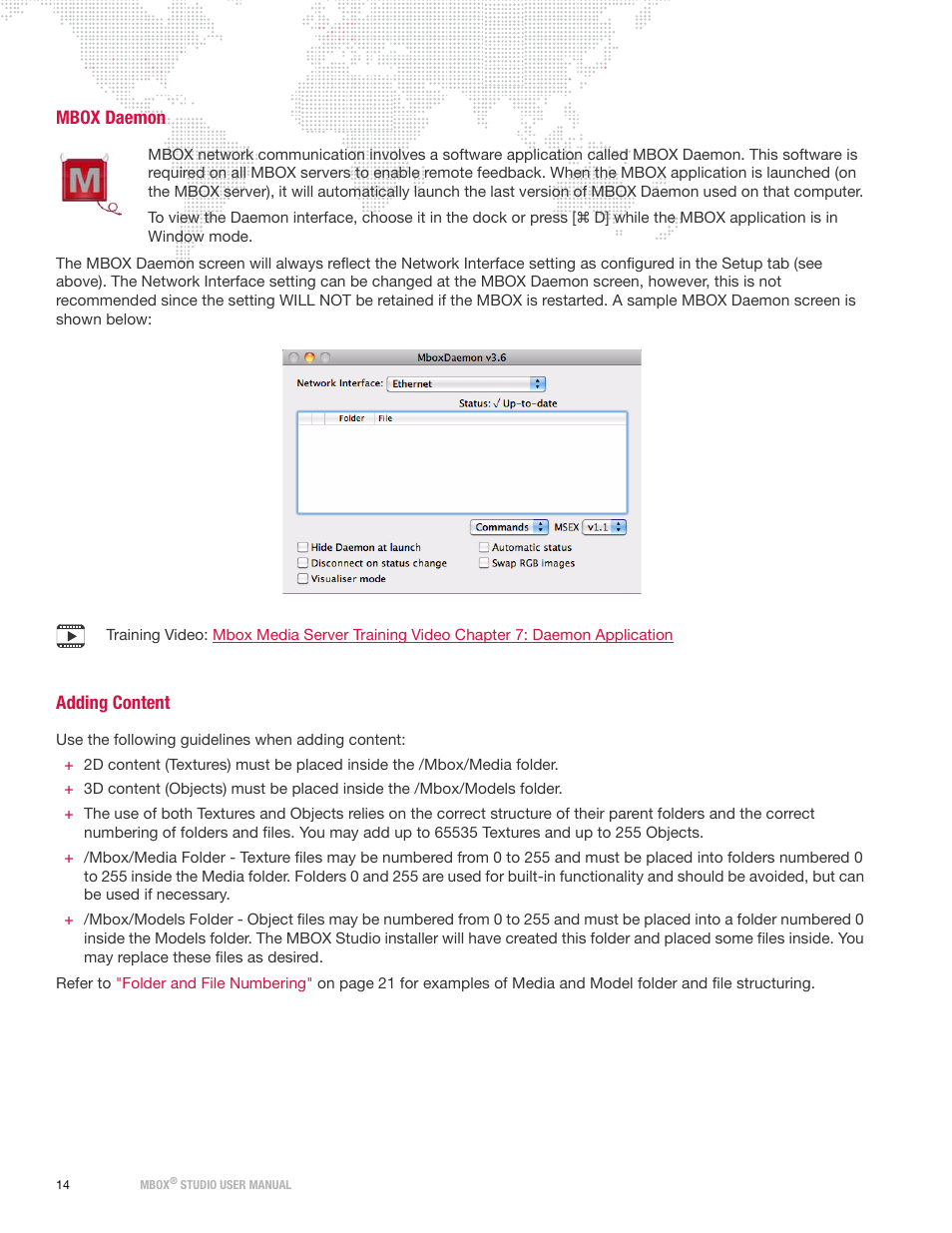 Mbox daemon, Adding content, Mbox daemon adding content | PRG Mbox Studio Manual v3.6.1 User Manual | Page 20 / 118