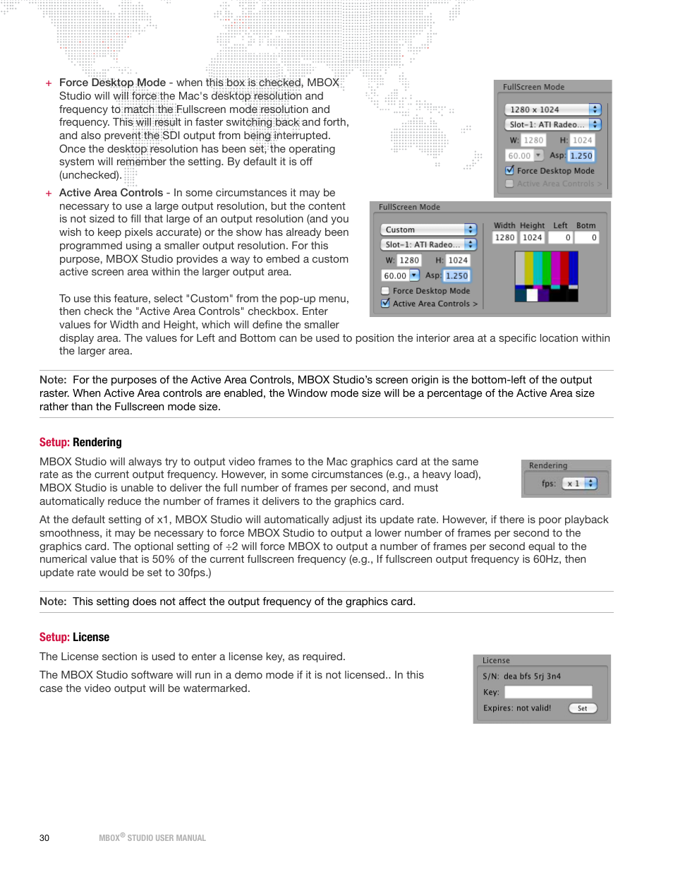 Setup: rendering, Setup: license, Setup: rendering setup: license | PRG Mbox Studio Manual v3.6.1 User Manual | Page 36 / 118