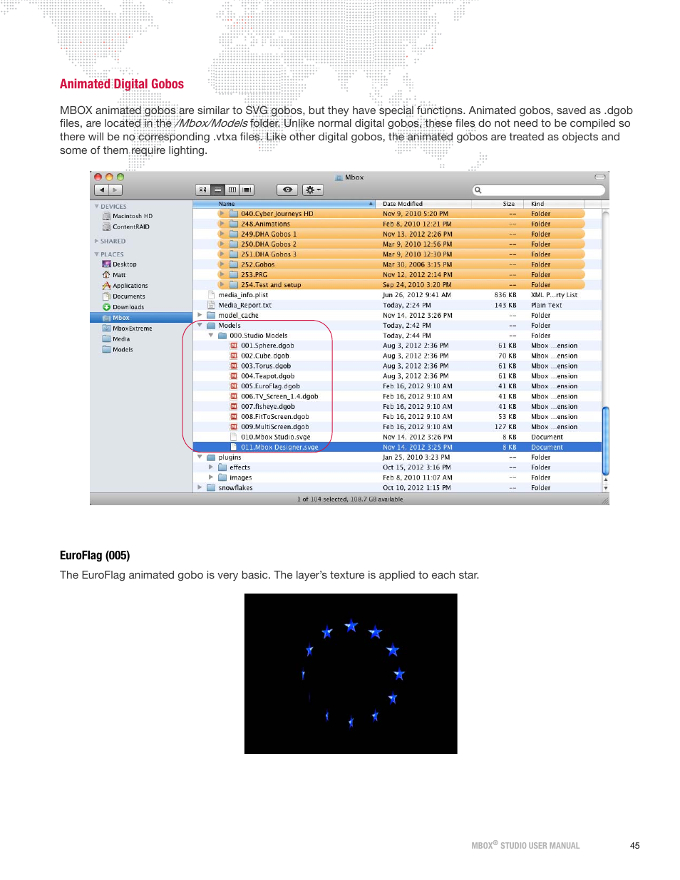 Animated digital gobos, Euroflag (005) | PRG Mbox Studio Manual v3.6.1 User Manual | Page 51 / 118