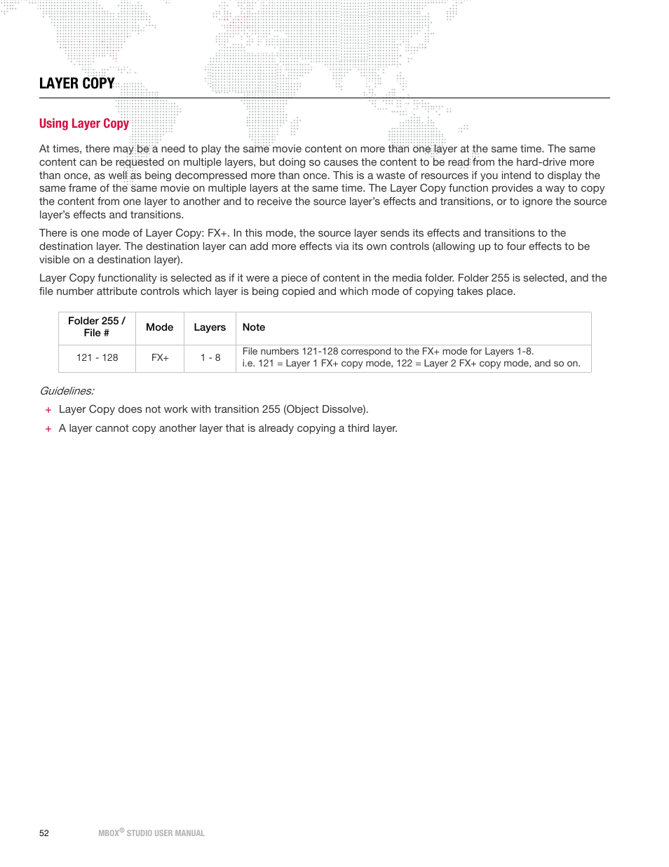 Layer copy, Using layer copy | PRG Mbox Studio Manual v3.6.1 User Manual | Page 58 / 118