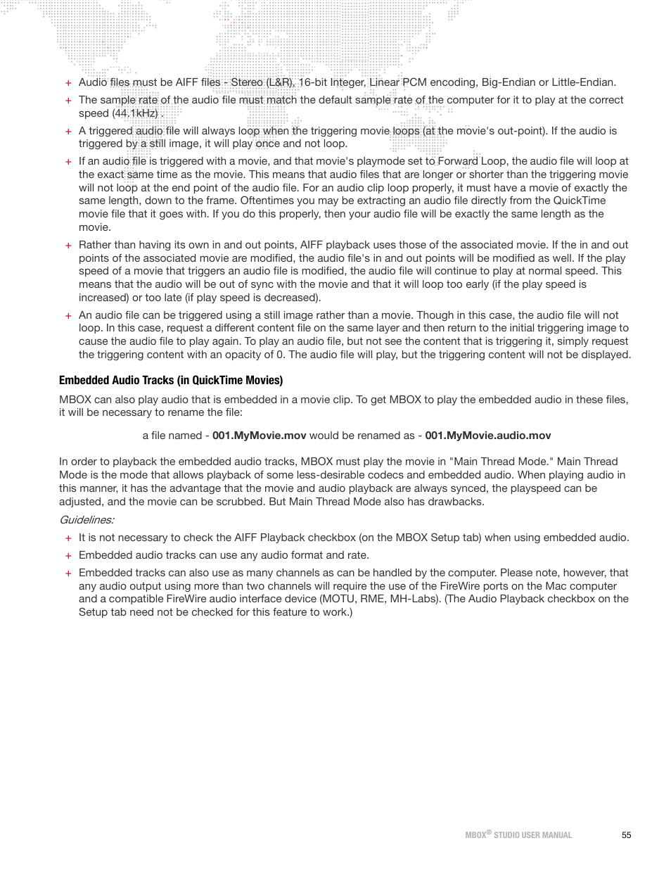 Embedded audio tracks (in quicktime movies), Embedded, Audio tracks (in quicktime movies) | PRG Mbox Studio Manual v3.6.1 User Manual | Page 61 / 118