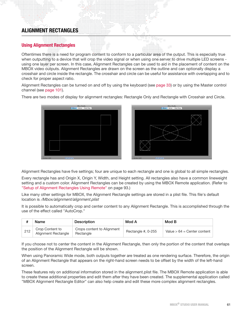 Alignment rectangles, Using alignment rectangles | PRG Mbox Studio Manual v3.6.1 User Manual | Page 67 / 118