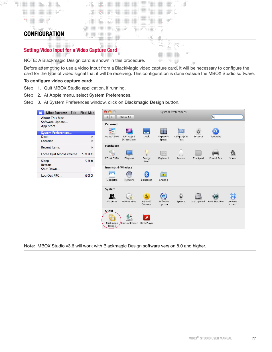 Configuration, Setting video input for a video capture card | PRG Mbox Studio Manual v3.6.1 User Manual | Page 83 / 118