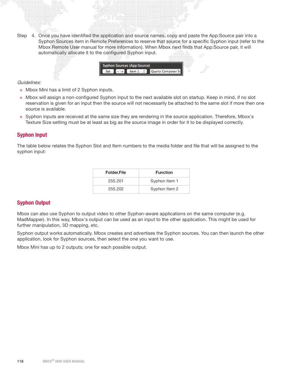 Syphon input, Syphon output, Syphon input syphon output | PRG Mbox Mini Manual 3.9 User Manual | Page 126 / 154