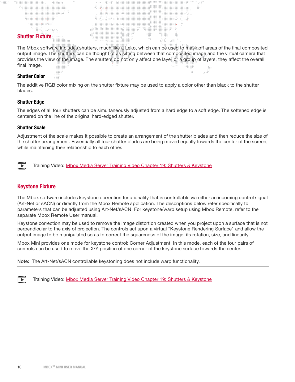 Shutter fixture, Shutter color, Shutter edge | Shutter scale, Keystone fixture, Shutter color shutter edge shutter scale | PRG Mbox Mini Manual 3.9 User Manual | Page 18 / 154