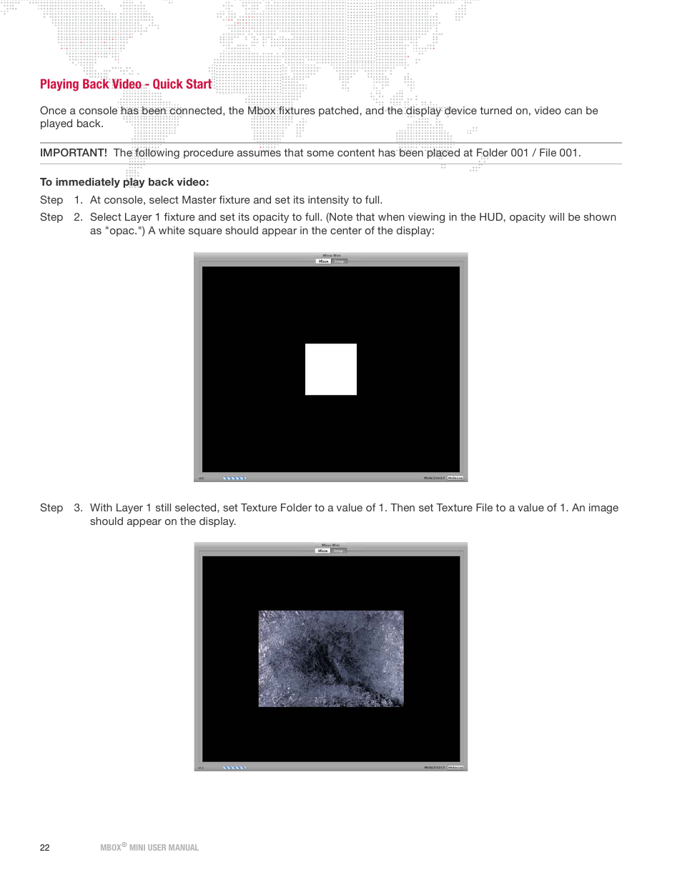 Playing back video - quick start | PRG Mbox Mini Manual 3.9 User Manual | Page 30 / 154