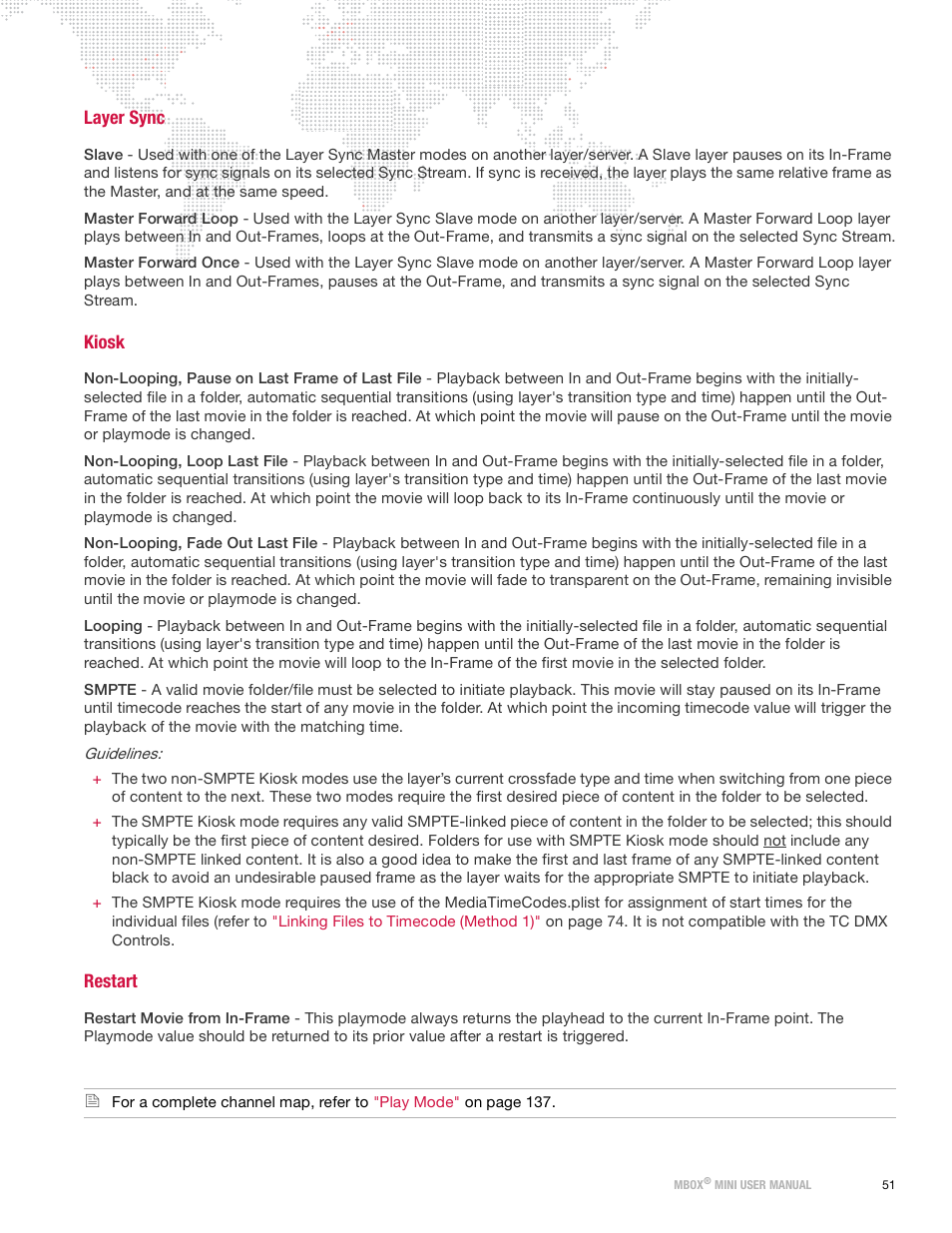 Layer sync, Kiosk, Restart | Layer sync kiosk restart | PRG Mbox Mini Manual 3.9 User Manual | Page 59 / 154