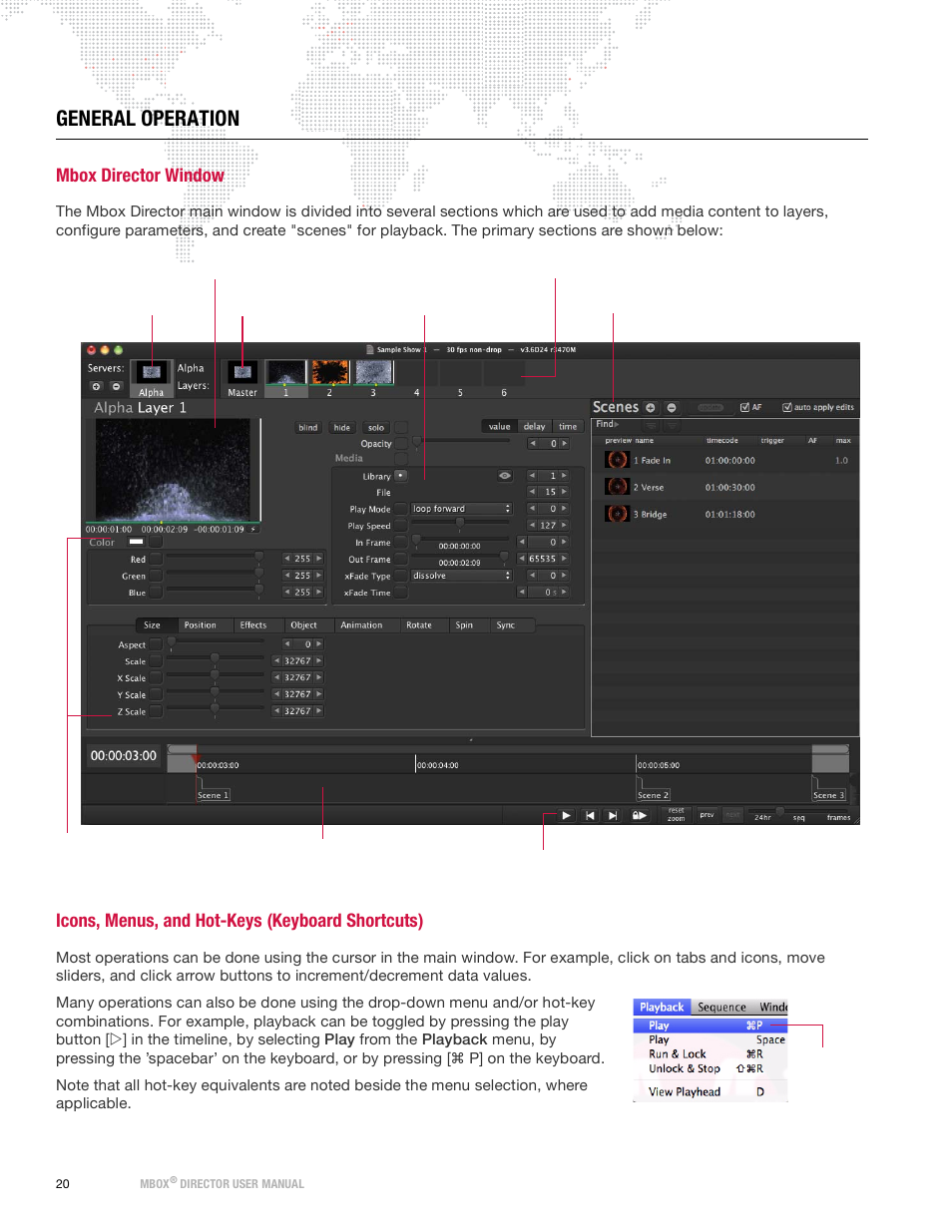 General operation, Mbox director window, Icons, menus, and hot-keys (keyboard shortcuts) | PRG Mbox Director User Manual v3.9 User Manual | Page 26 / 112