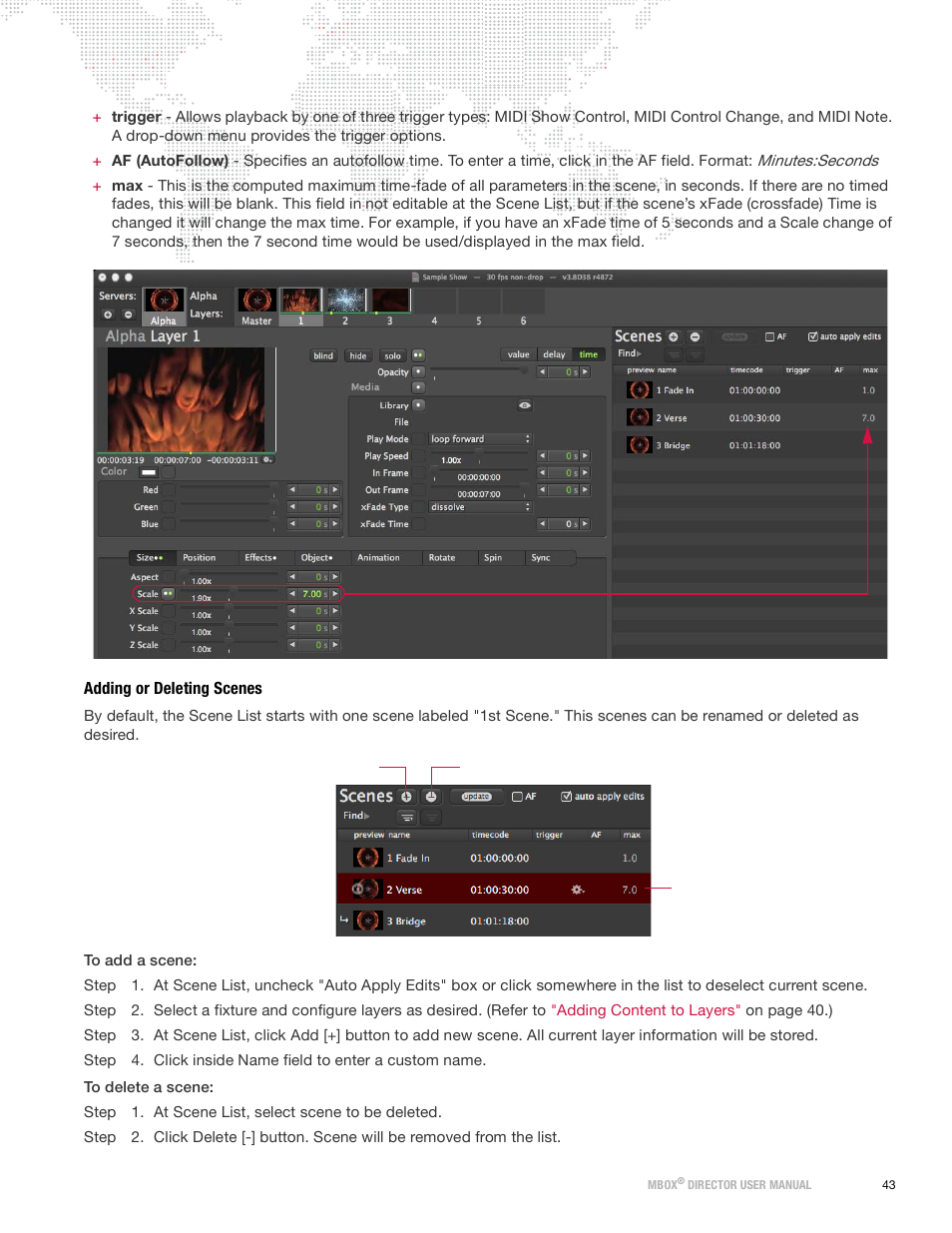 Adding or deleting scenes | PRG Mbox Director User Manual v3.9 User Manual | Page 49 / 112