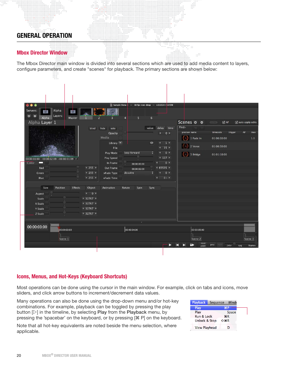 General operation, Mbox director window, Icons, menus, and hot-keys (keyboard shortcuts) | PRG Mbox Director User Manual v3.8a User Manual | Page 26 / 108