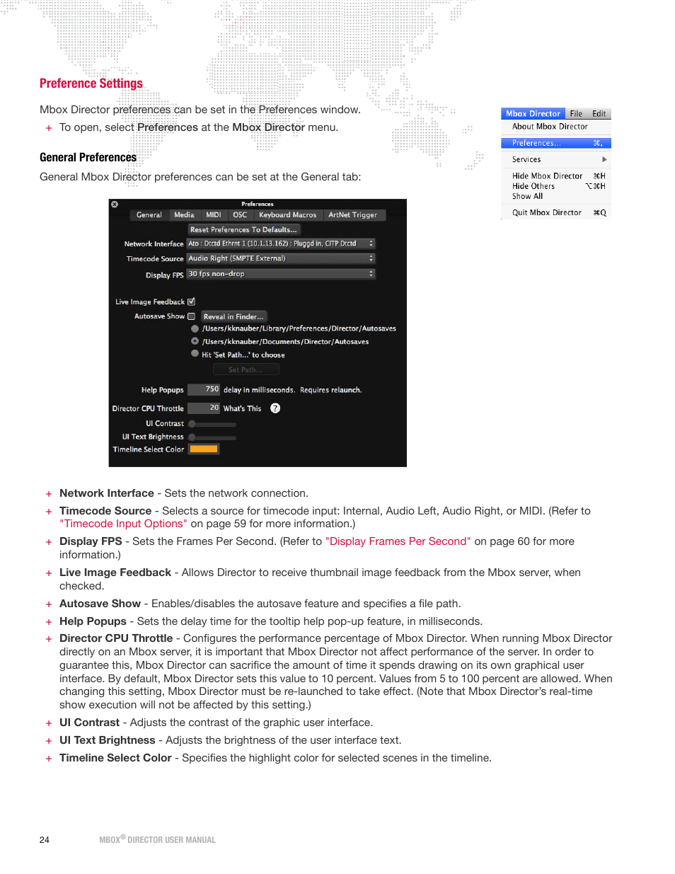 Preference settings, General preferences | PRG Mbox Director User Manual v3.8a User Manual | Page 30 / 108