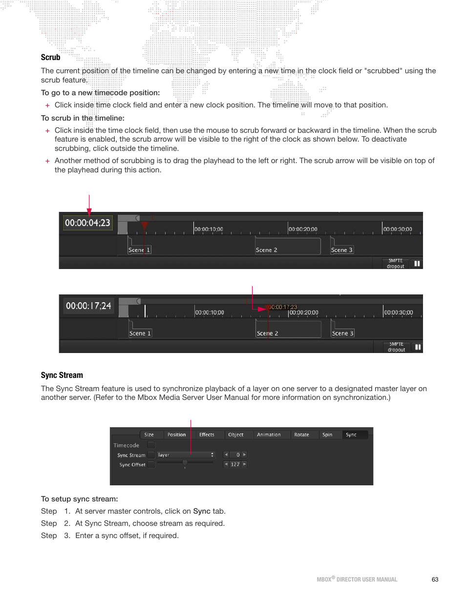 Scrub, Sync stream | PRG Mbox Director User Manual v3.8a User Manual | Page 69 / 108