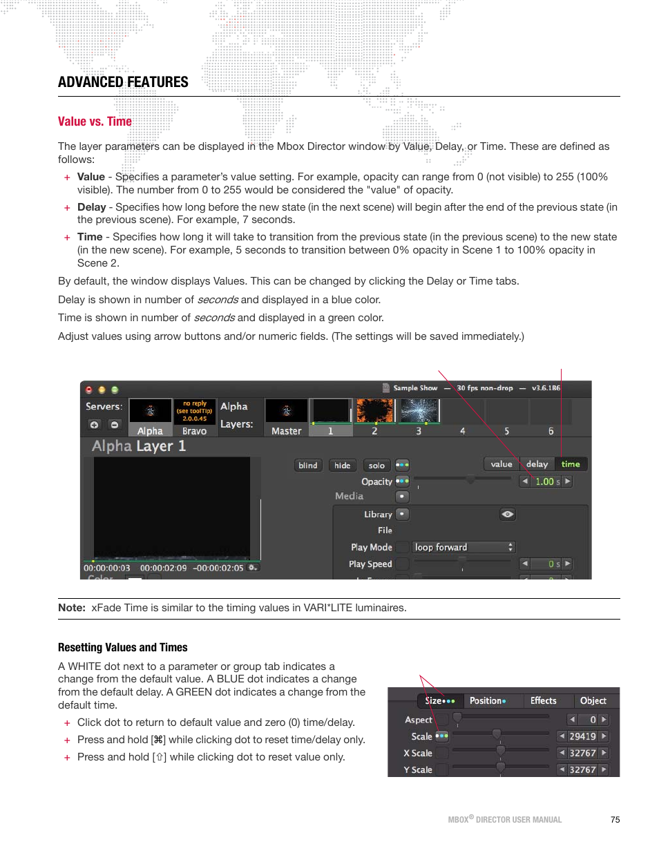 Advanced features, Value vs. time, Resetting values and times | PRG Mbox Director User Manual v3.8a User Manual | Page 81 / 108