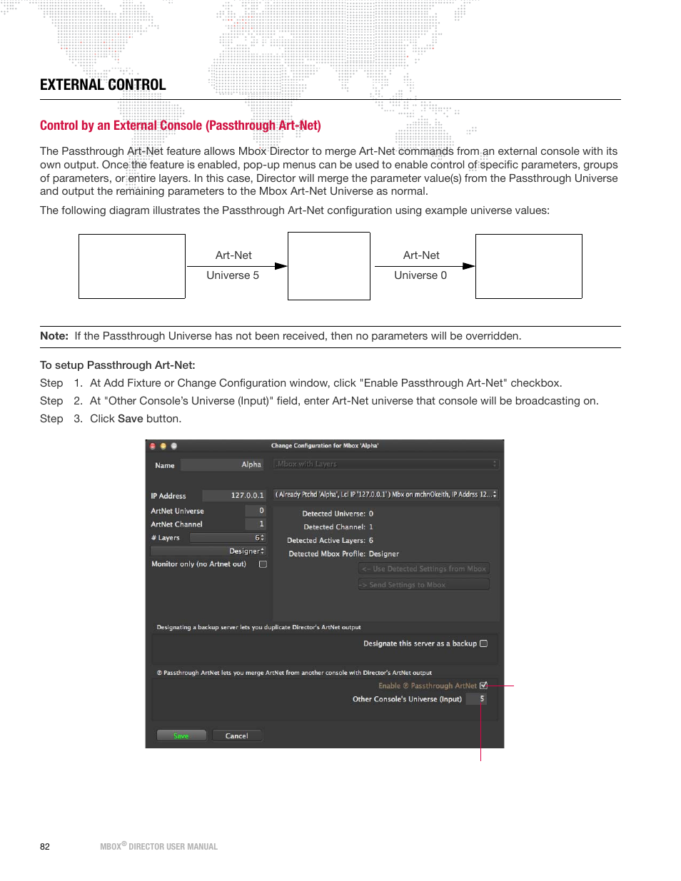 External control, Control by, An external console (passthrough art-net) | Control by an external console, Passthrough art-net) | PRG Mbox Director User Manual v3.8a User Manual | Page 88 / 108