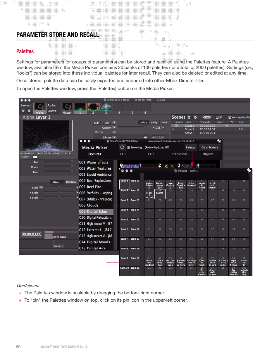 Parameter store and recall, Palettes | PRG Mbox Director User Manual v3.7 User Manual | Page 66 / 80