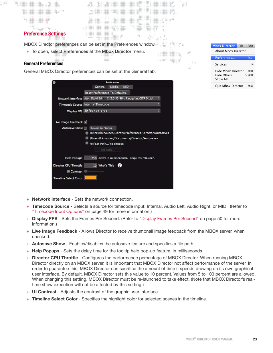 Preference settings, General preferences | PRG Mbox Director User Manual v3.6.1 User Manual | Page 29 / 80