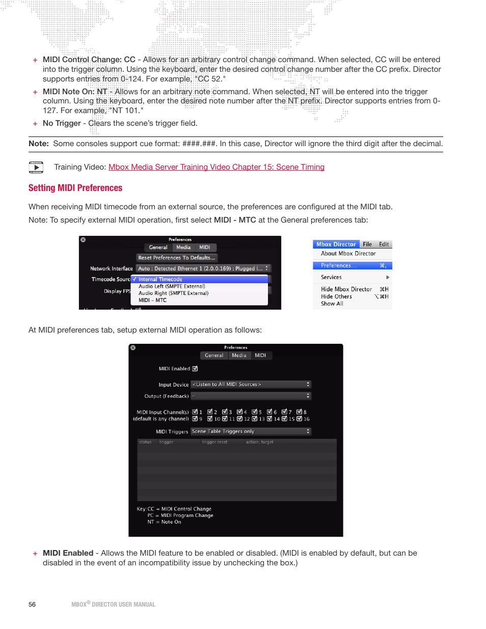 Setting midi preferences | PRG Mbox Director User Manual v3.6.1 User Manual | Page 62 / 80