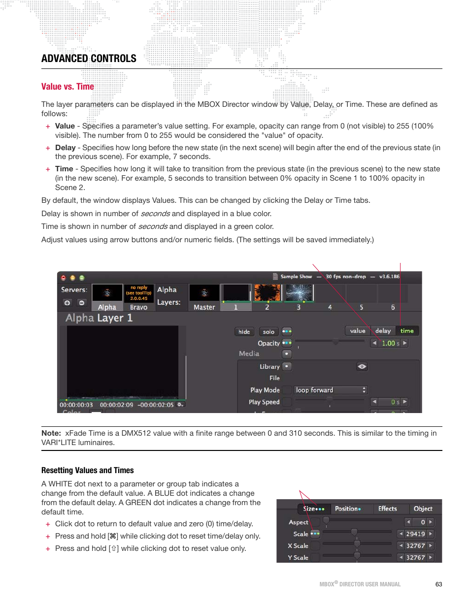 Advanced controls, Value vs. time, Resetting values and times | PRG Mbox Director User Manual v3.6.1 User Manual | Page 69 / 80