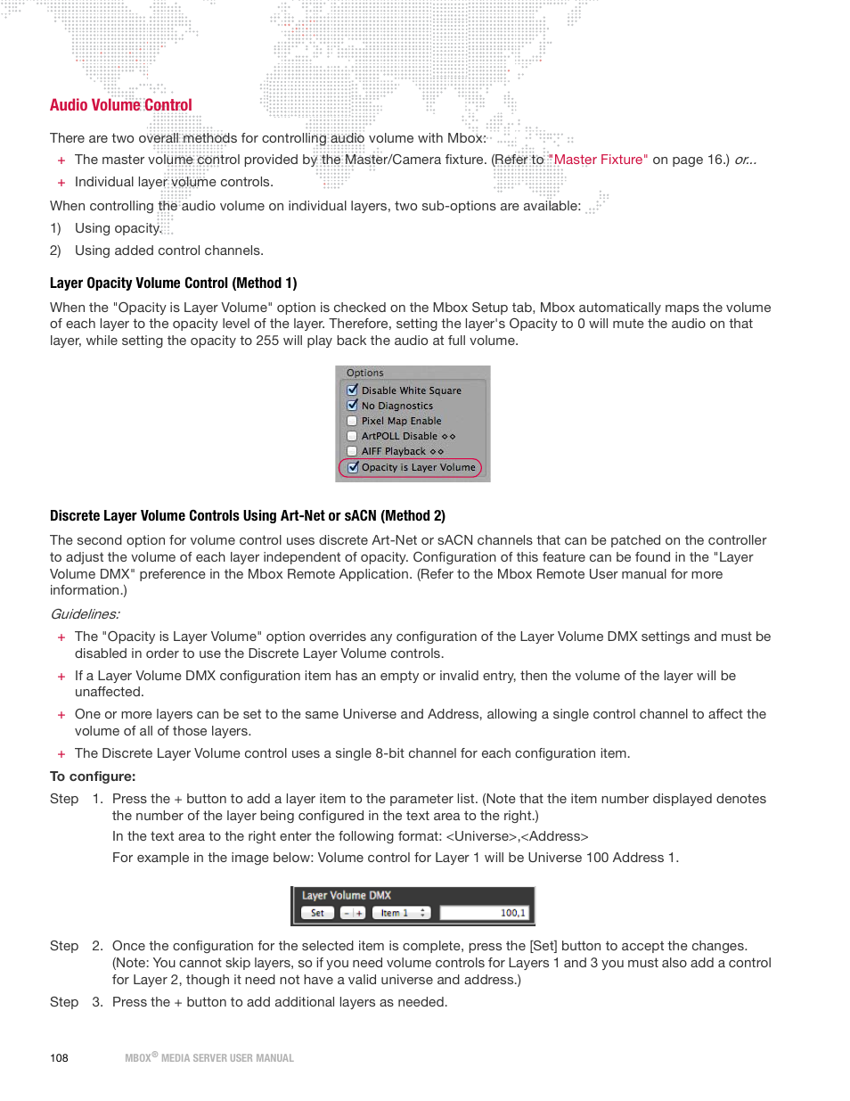 Audio volume control, Layer opacity volume control (method 1) | PRG Mbox Designer Manual 3.9 User Manual | Page 116 / 206