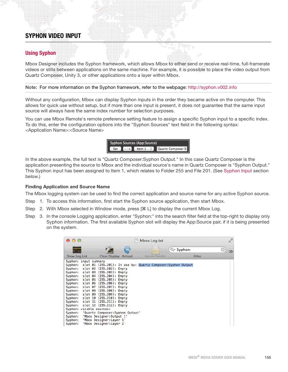 Syphon video input, Using syphon | PRG Mbox Designer Manual 3.9 User Manual | Page 163 / 206