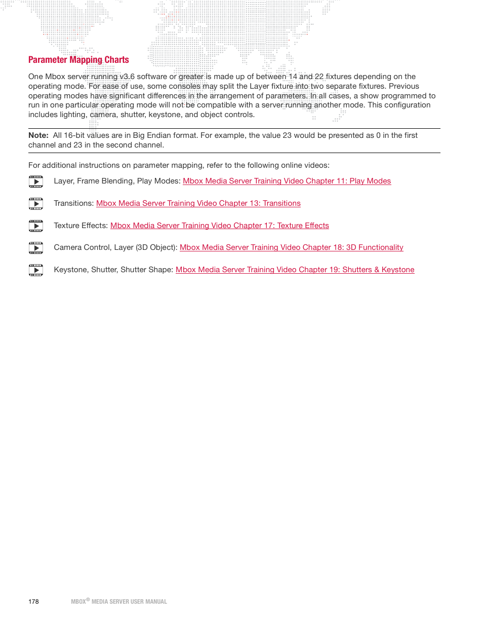 Parameter mapping charts | PRG Mbox Designer Manual 3.9 User Manual | Page 186 / 206