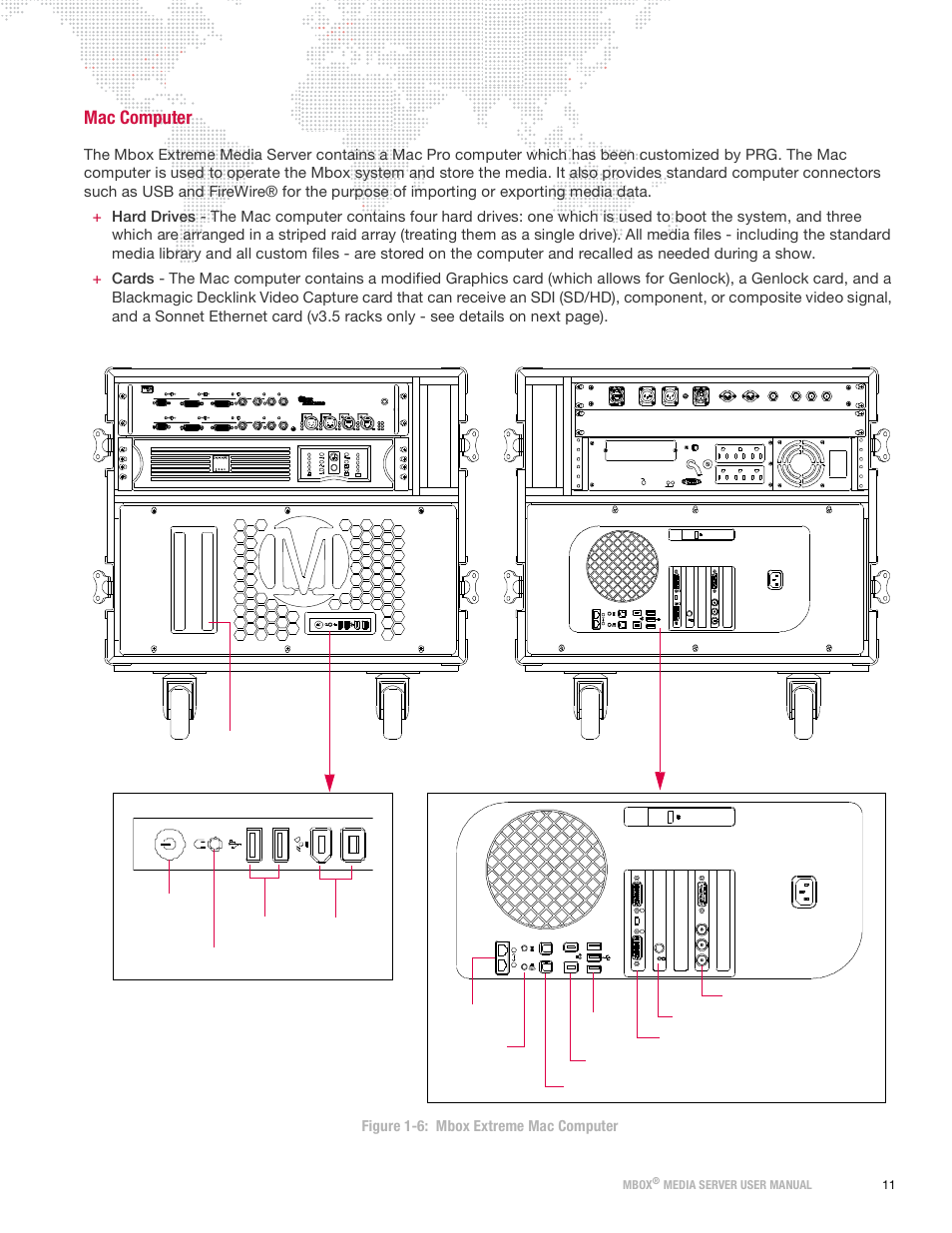 Mac computer, Ba p re v ie w 1, V g a 1 | D v i 1 rdm tx, Out in dmx rx rdm rx, T m in out, Mbox, Media server user manual 11 | PRG Mbox Designer Manual 3.9 User Manual | Page 19 / 206