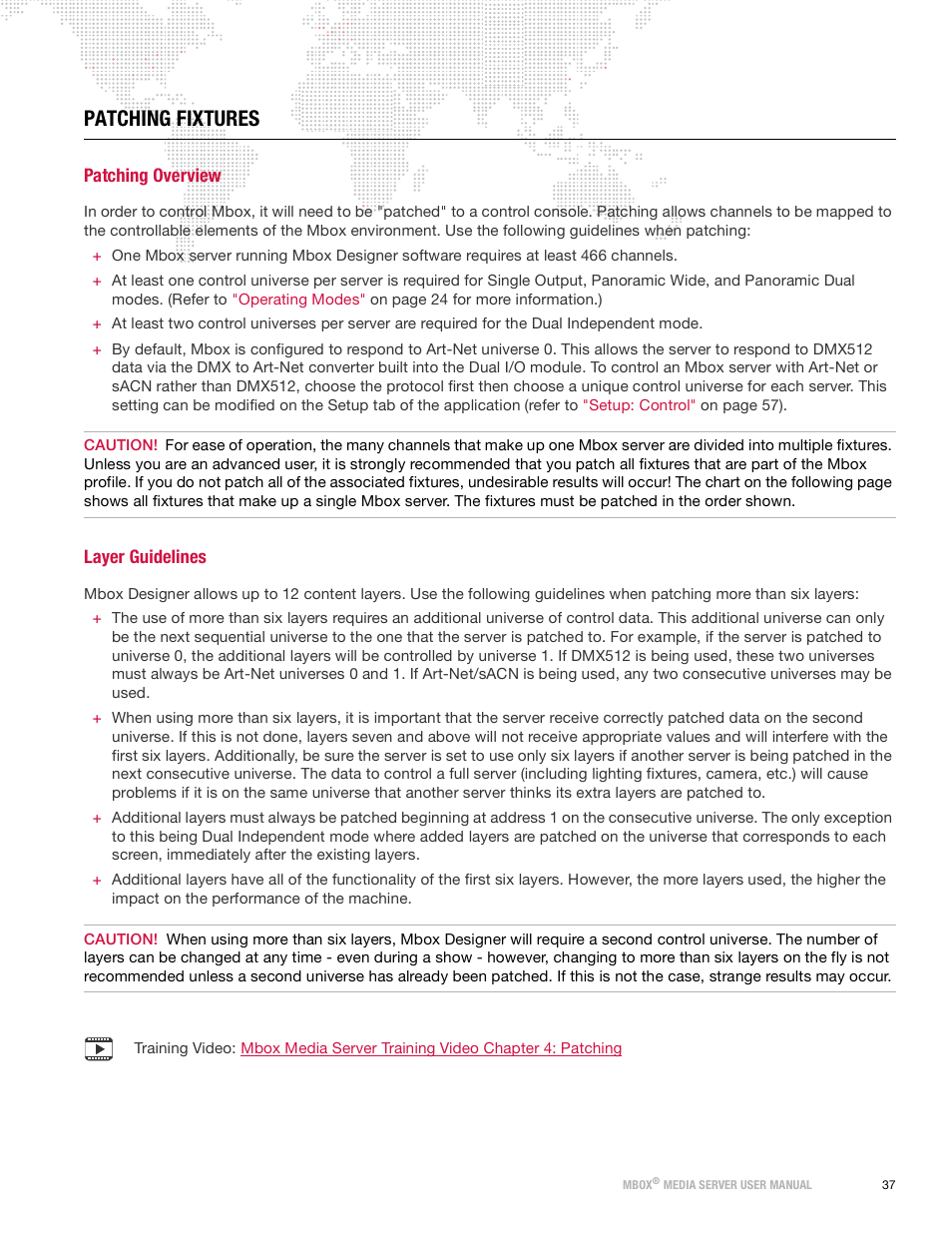 Patching fixtures, Patching overview, Layer guidelines | Patching overview layer guidelines | PRG Mbox Designer Manual 3.9 User Manual | Page 45 / 206
