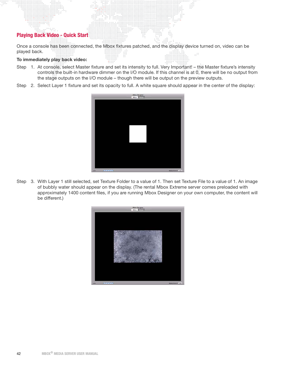 Playing back video - quick start | PRG Mbox Designer Manual 3.9 User Manual | Page 50 / 206